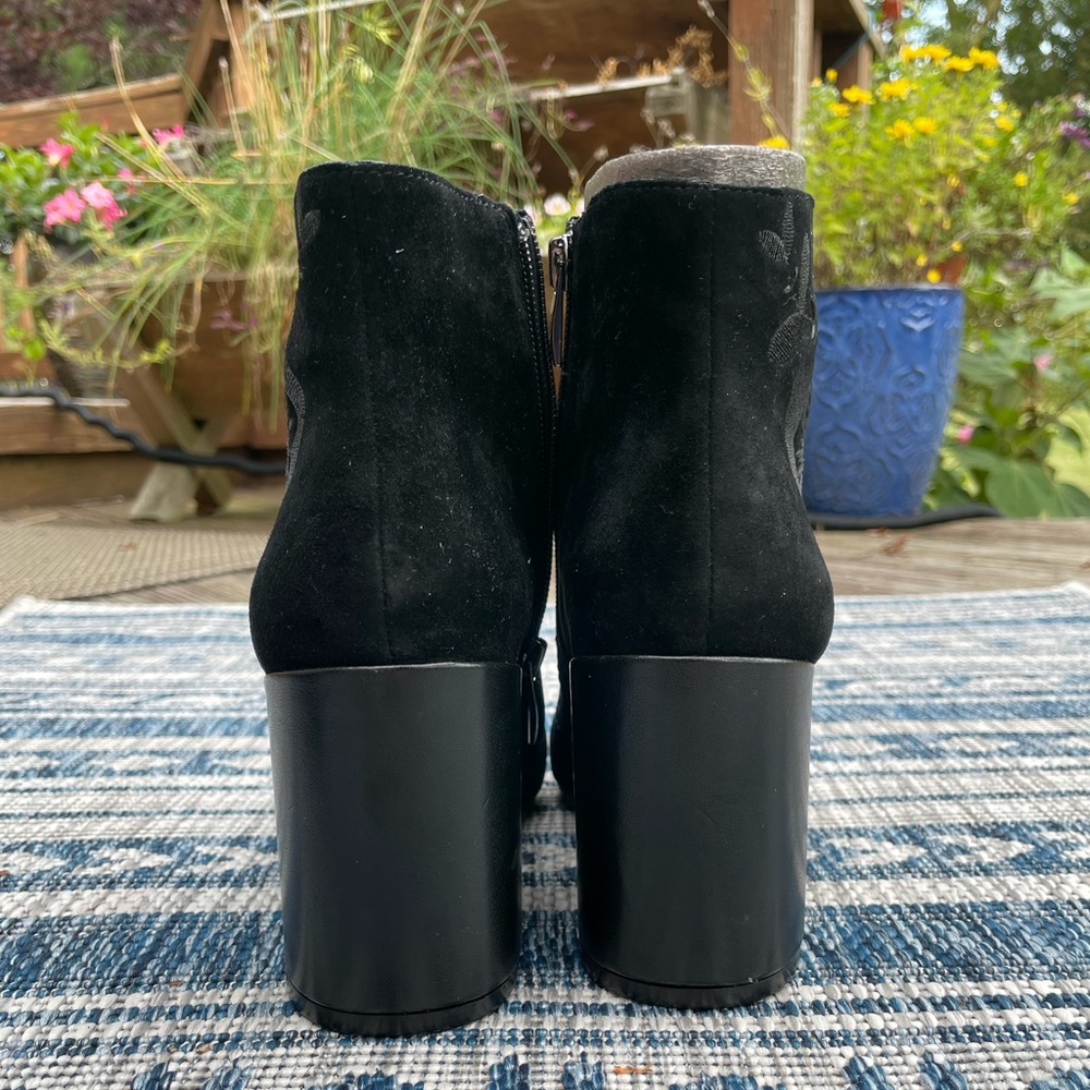 The Cutest Floral Black Embroidered Suede Booties - Picture 10 of 10
